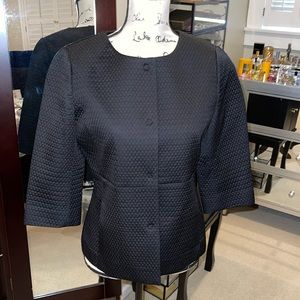 Ridiculously cute 3/4 sleeve, peplum silky satin like quilted Ann Taylor jacket